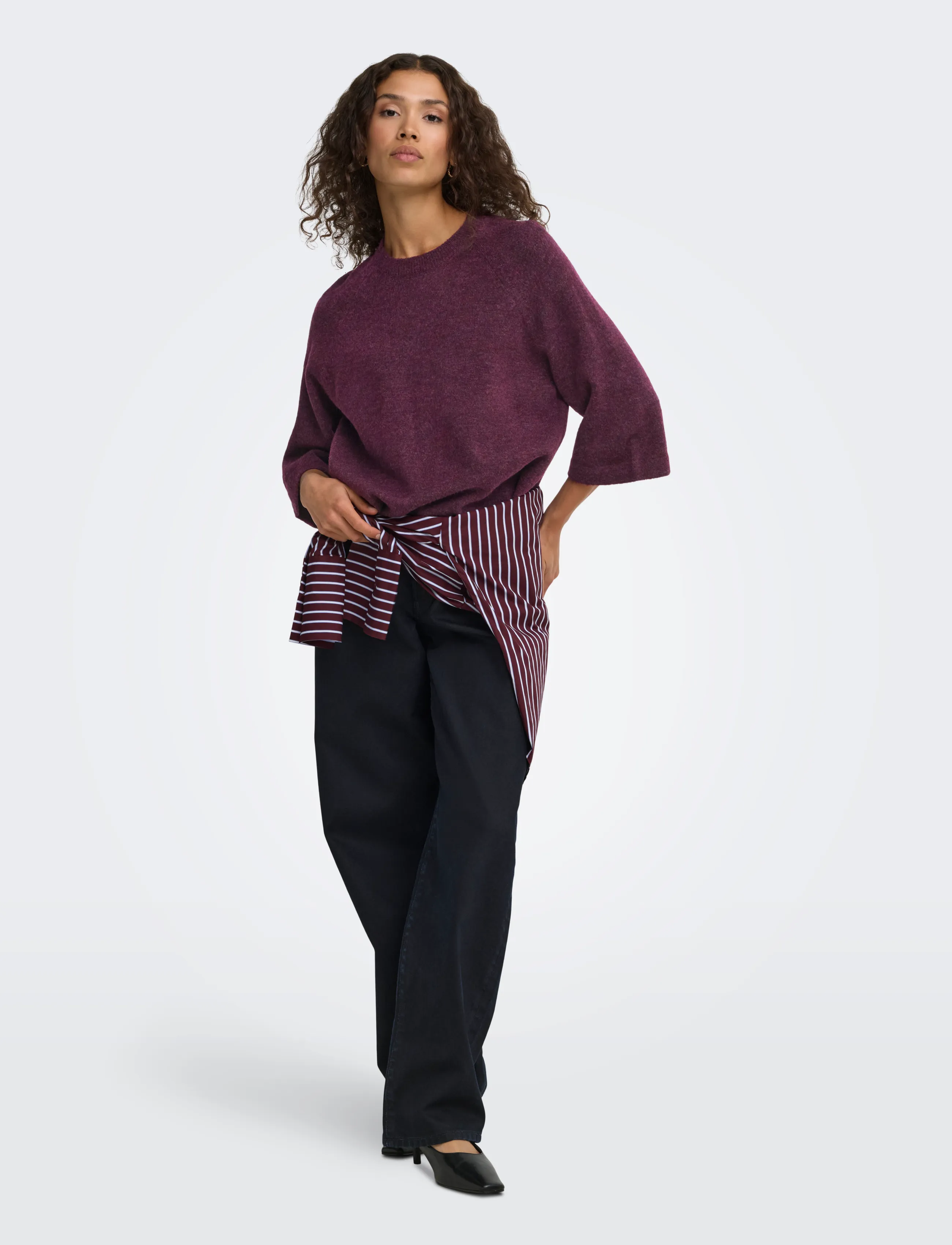 ONLY - ONLSIMONI 3/4 PULLOVER KNT NOOS - jumpers - mauve wine - 4