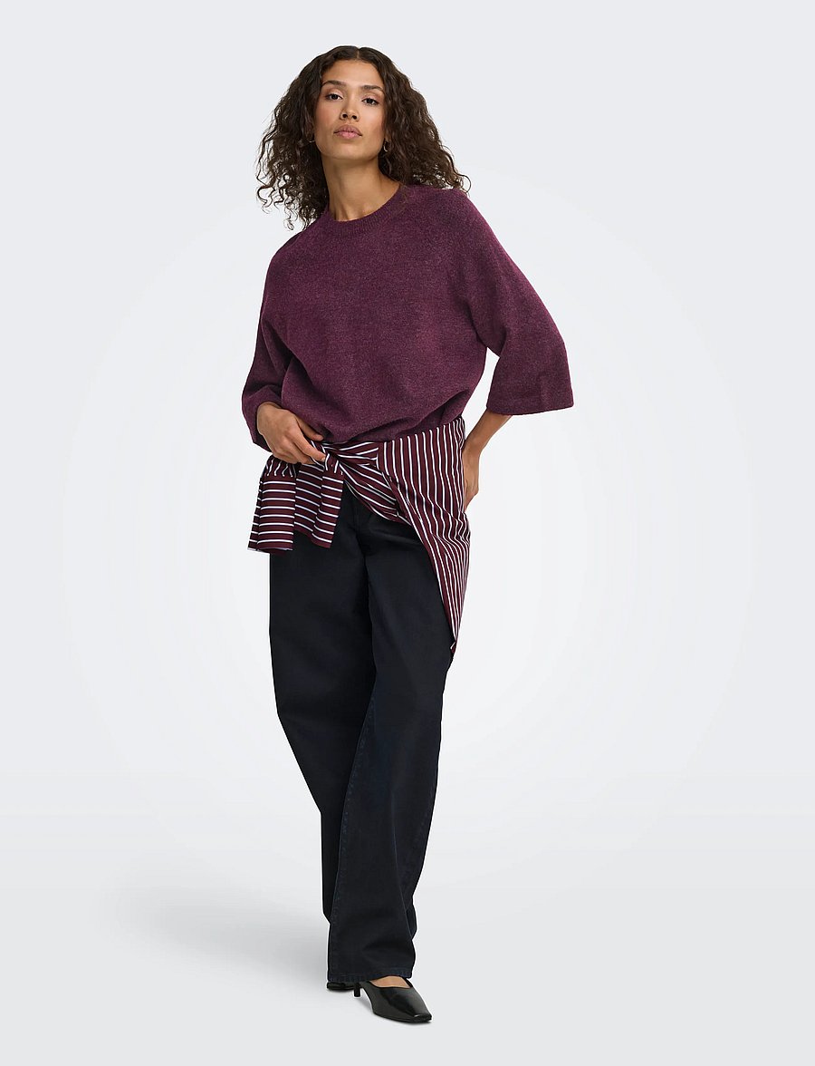 ONLY - ONLSIMONI 3/4 PULLOVER KNT NOOS - striktrøjer - mauve wine - 4