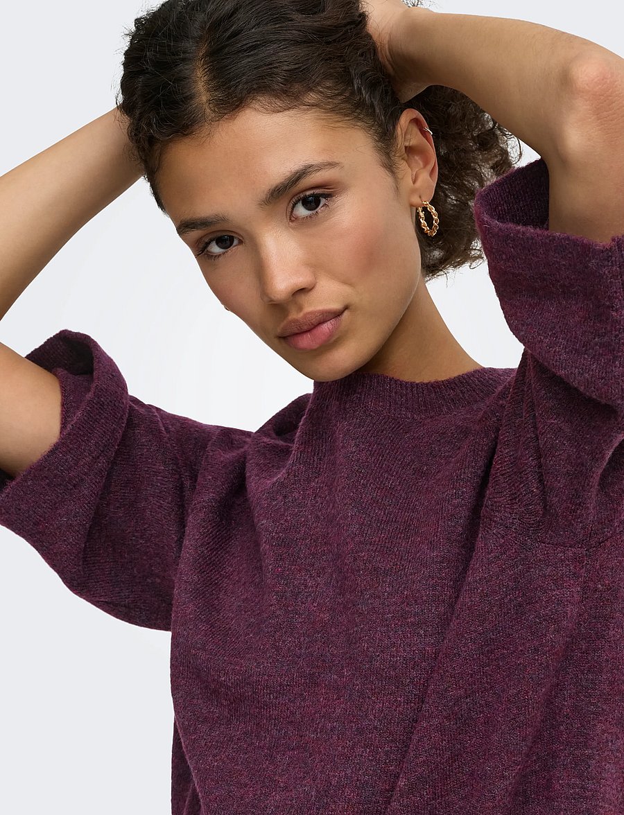 ONLY - ONLSIMONI 3/4 PULLOVER KNT NOOS - striktrøjer - mauve wine - 5