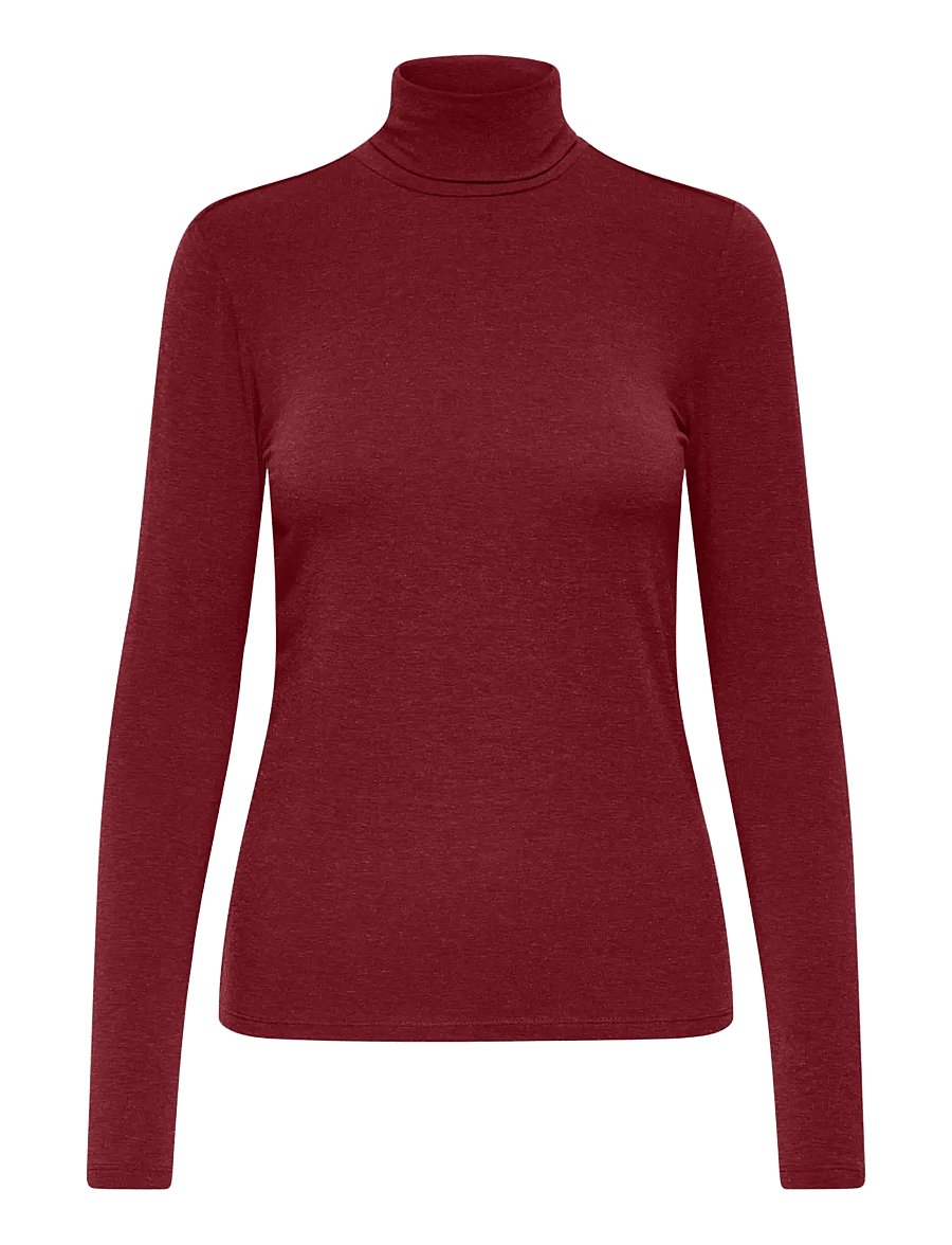 ONLY - ONLSIA L/S ROLL NECK TOP BOX JRS - pitkähihaiset paidat - cabernet - 0