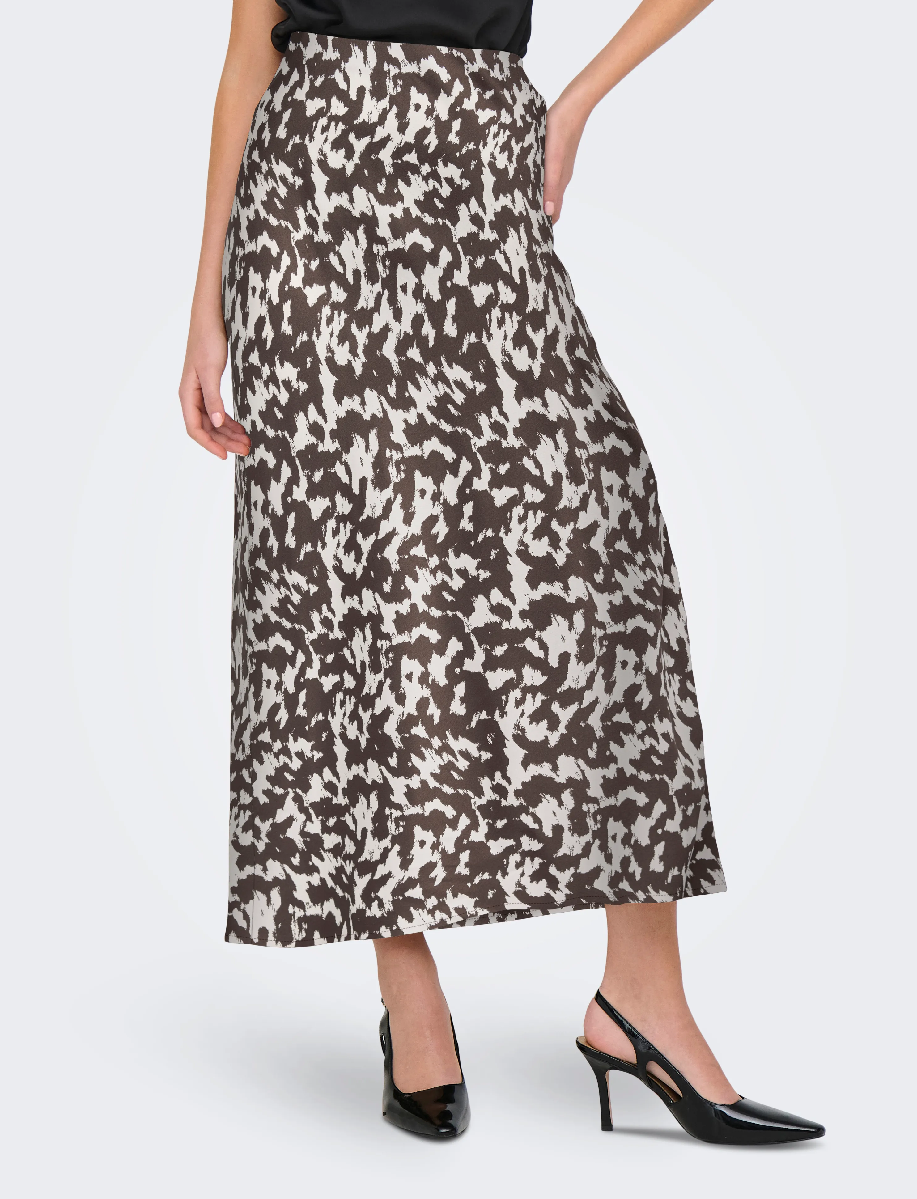 ONLY ONLCHIGO ANKEL SATIN SKIRT WVN - Maxi Röcke - MOLE / khaki/green