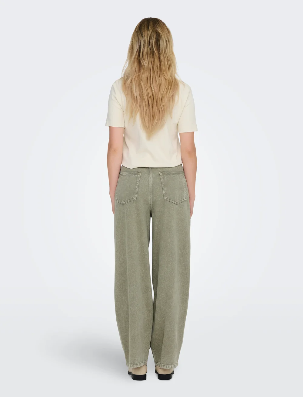 ONLY - ONLBLEECKER MW BELT LOOSE LONG PANT PNT - brede jeans - deep lichen green - 3