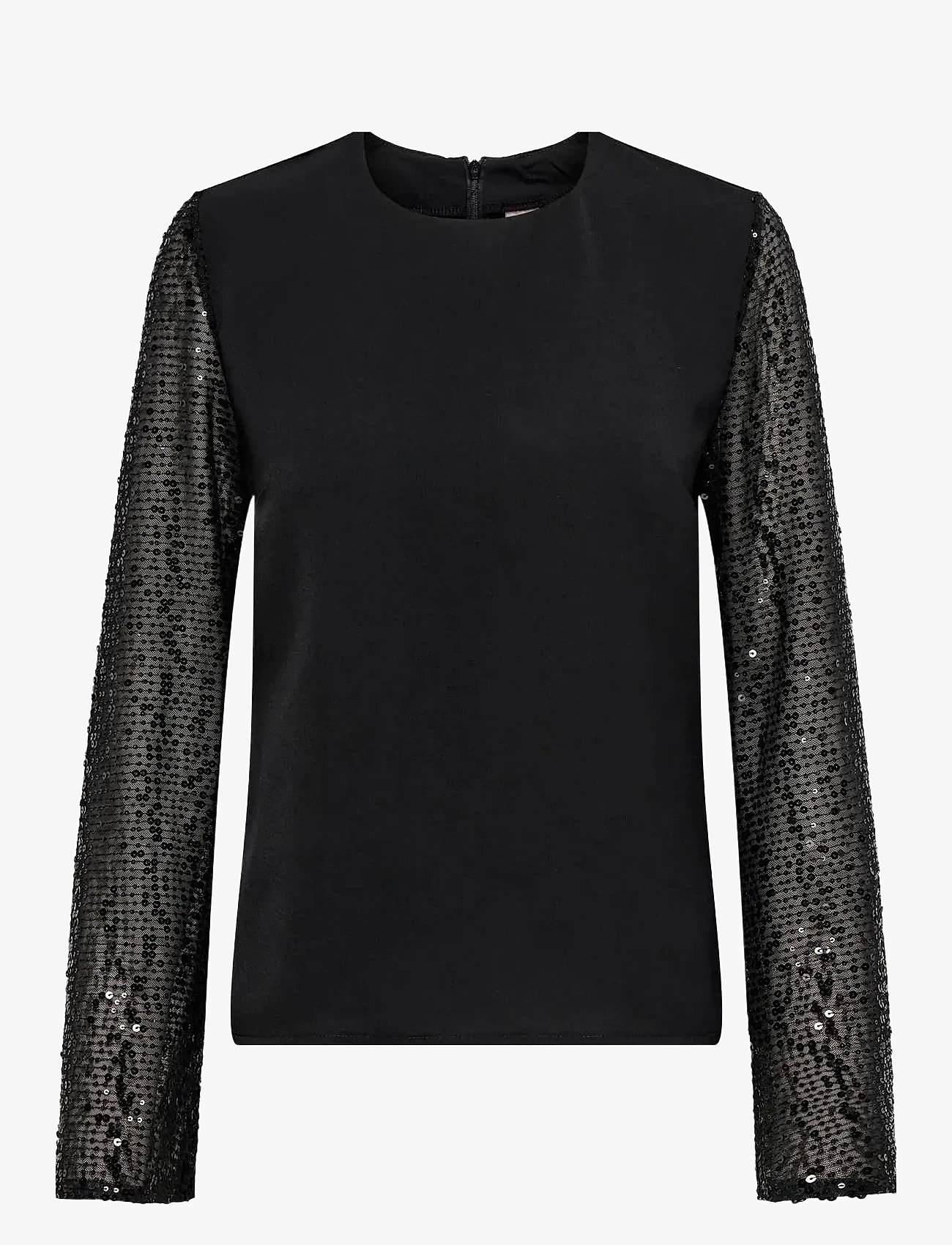 ONLY - ONLTHALIA LIFE LS SEQUINS MIX TOP WVN - langærmede bluser - black - 0