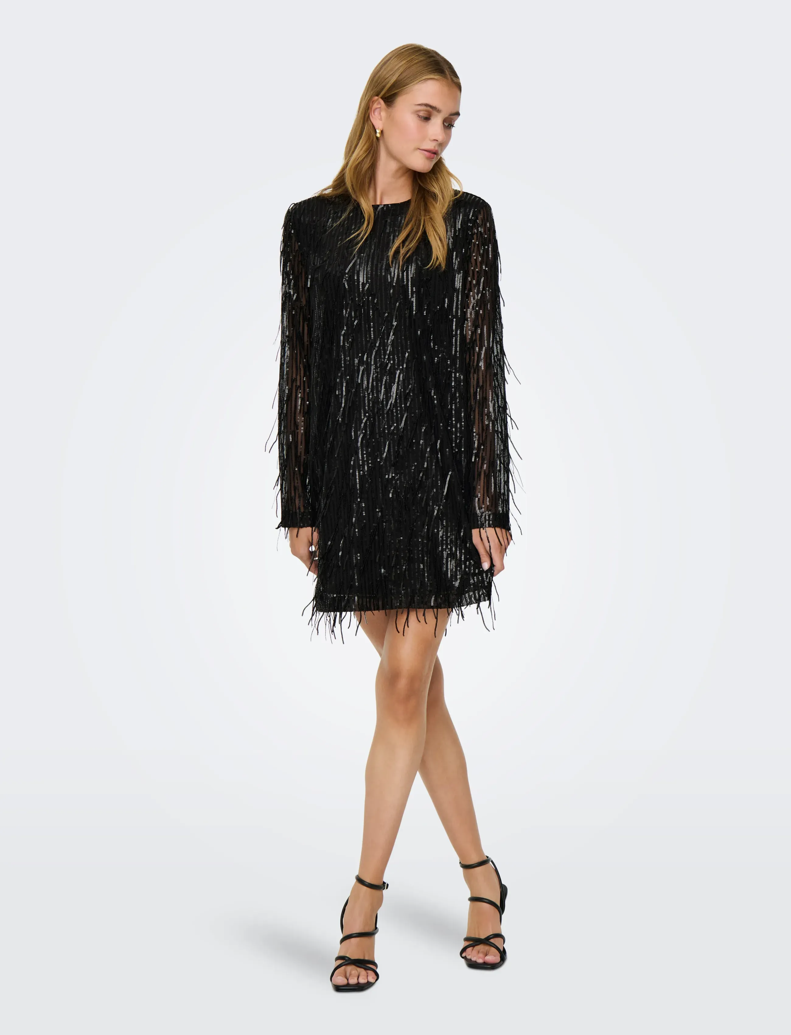 ONLY - ONLANIKA SPACY LS SHORT DRESS WVN - laveste priser - black - 4
