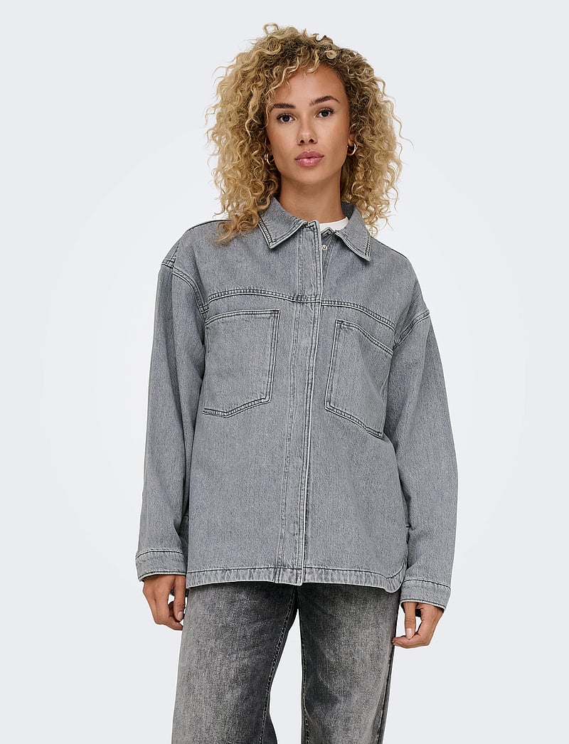 ONLY - ONLEMMIE L/S SHIRT GREY DNM AZG NOOS - denim jackets - medium grey denim - 0