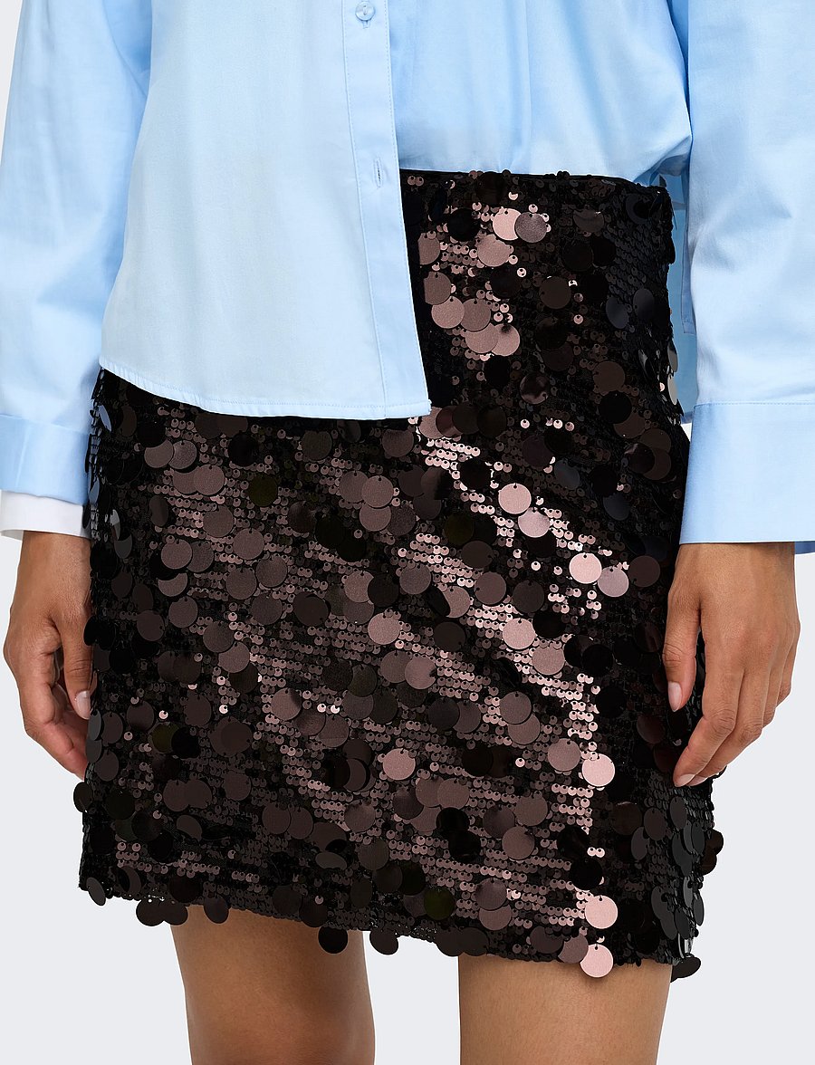 ONLY - ONLJADEL SEQUINS SKIRT WVN - pailletten-röcke - coffee bean - 5