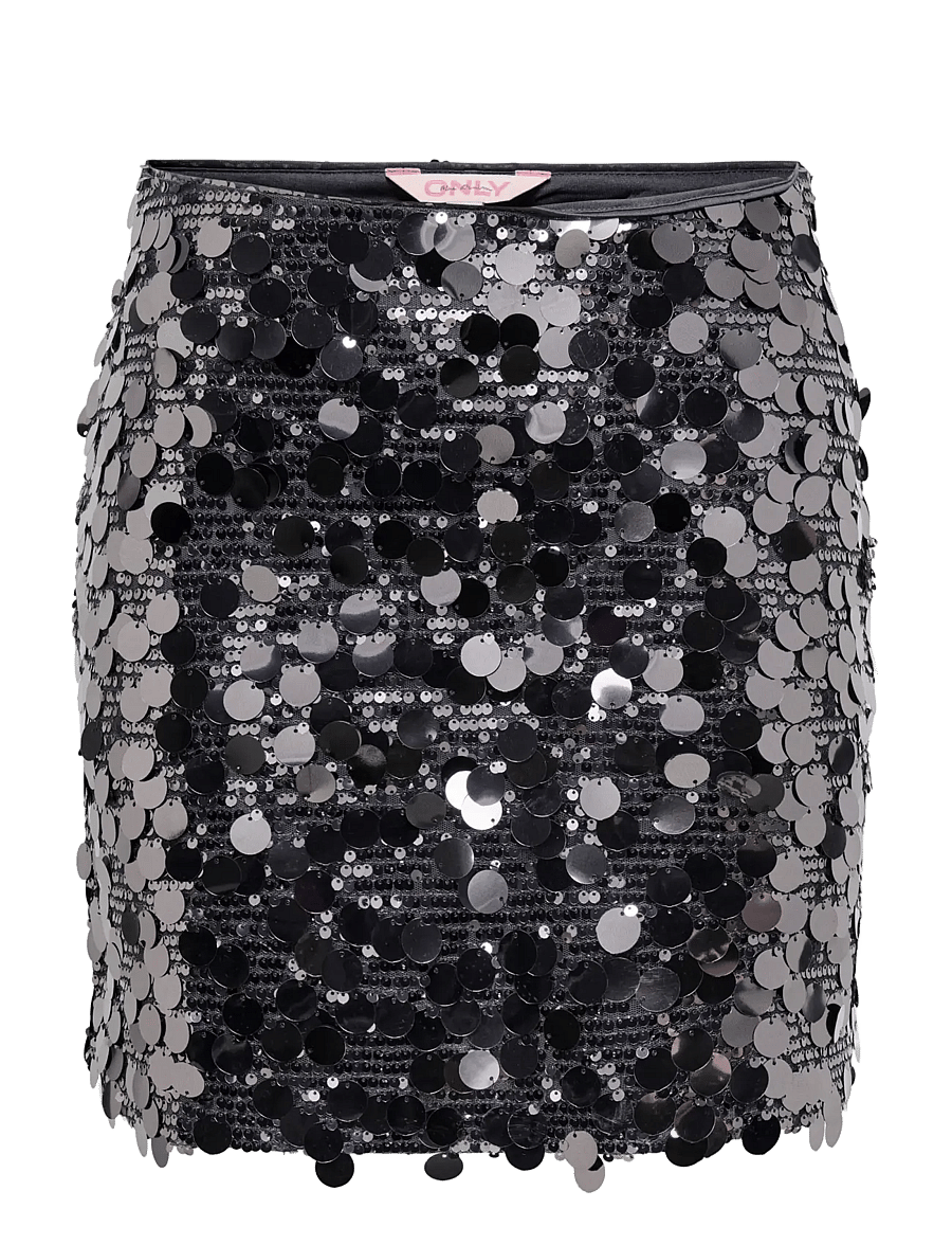 ONLY - ONLJADEL SEQUINS SKIRT WVN - pailletten-röcke - gunmetal - 1