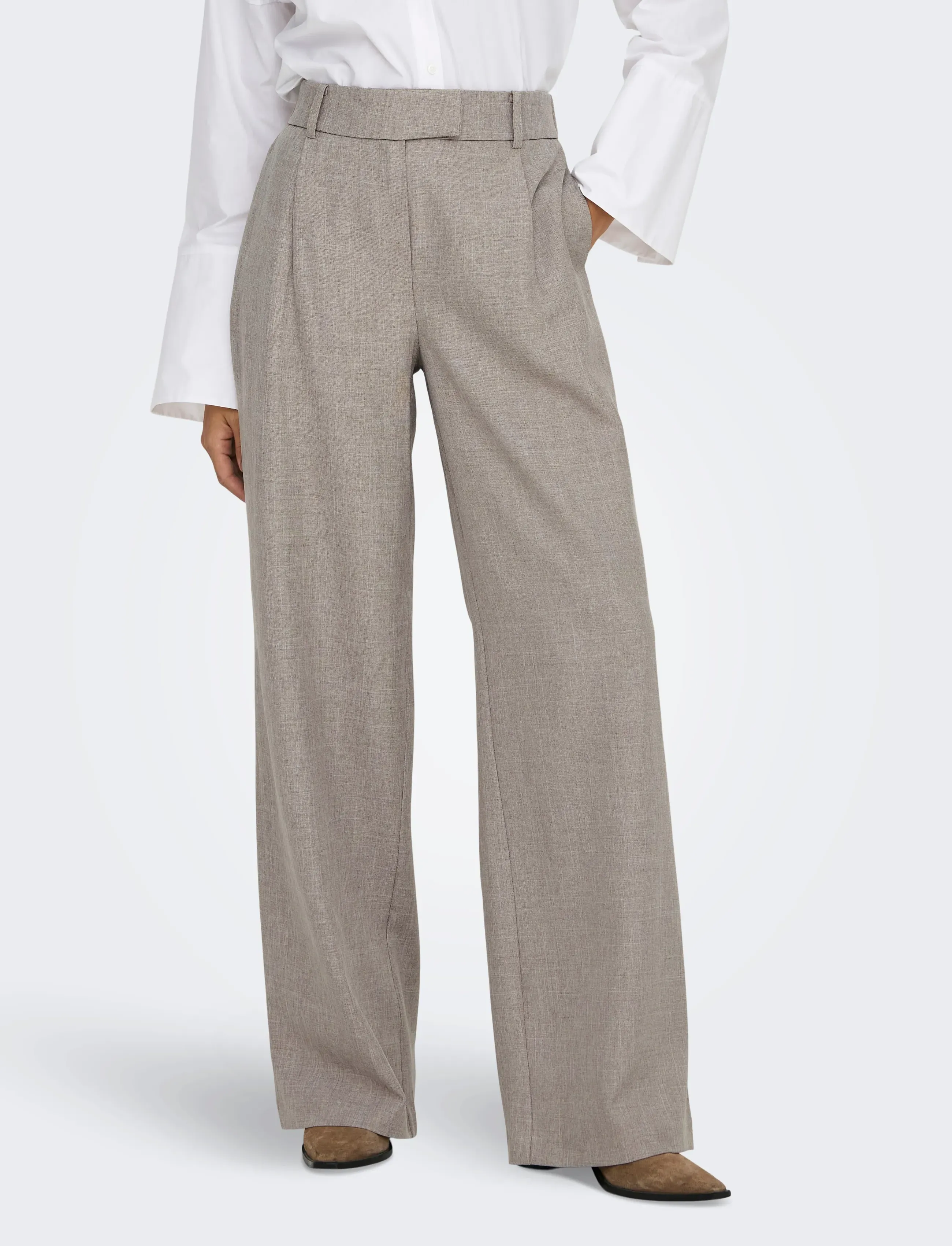 ONLY ONLLINDA HW STR MEL PANTS TLR NOOS - Kläder - FUNGI / beige