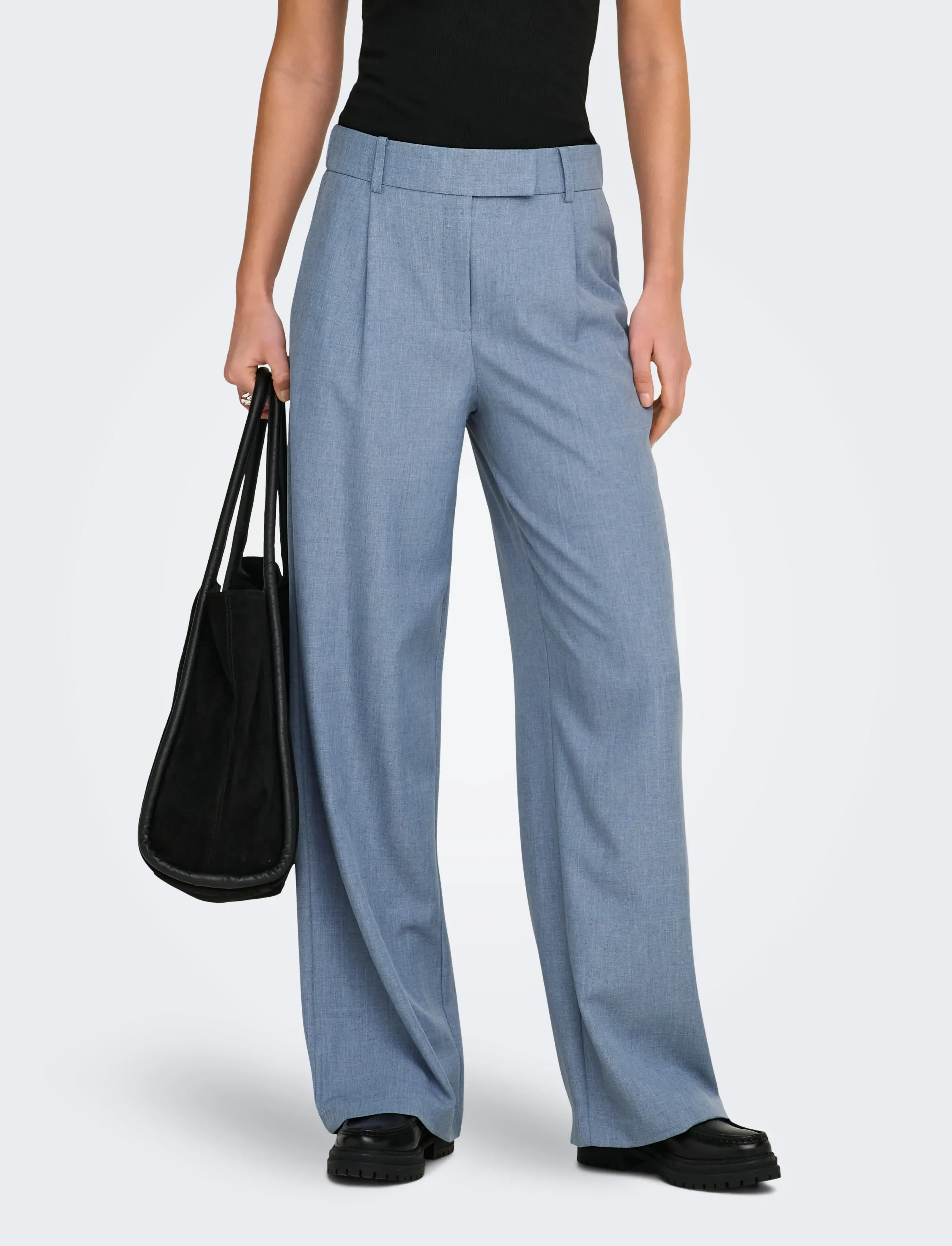 ONLY ONLLINDA HW STR MEL PANTS TLR NOOS - Trousers - VINTAGE INDIGO / blue