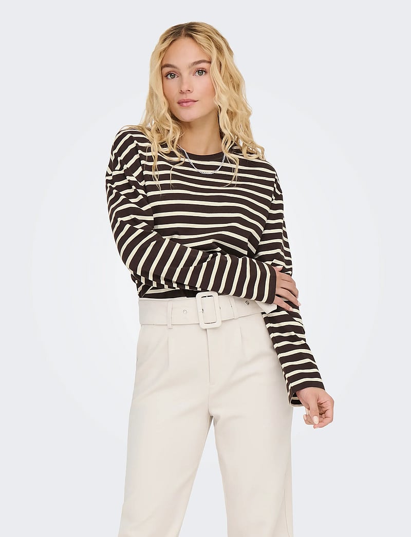 ONLY - ONLNEW SOPH L/S O-NECK TOP BOX JRS - langærmede toppe - black coffee - 0