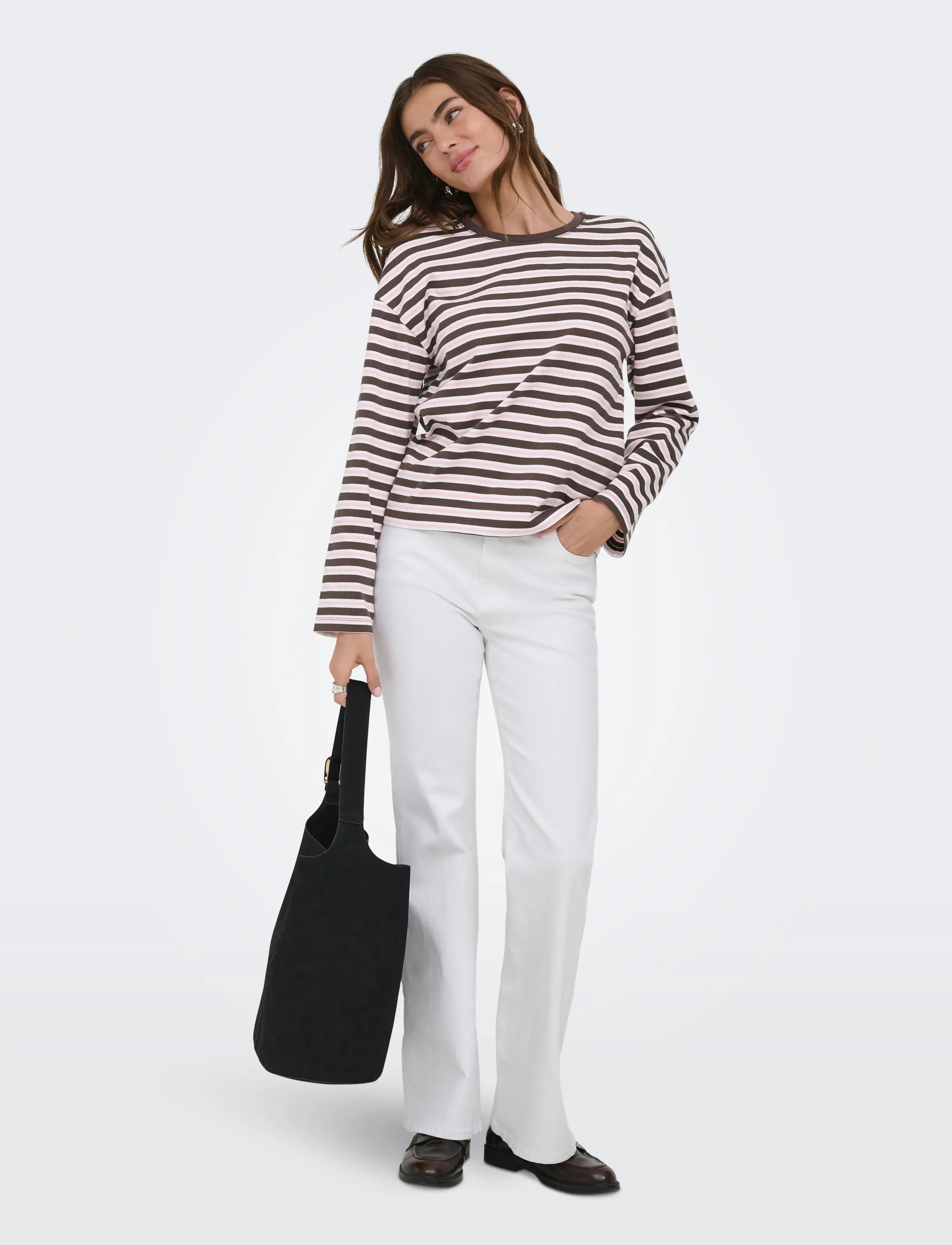 ONLY - ONLNEW SOPH L/S O-NECK TOP BOX JRS - langärmlige tops - black coffee - 4