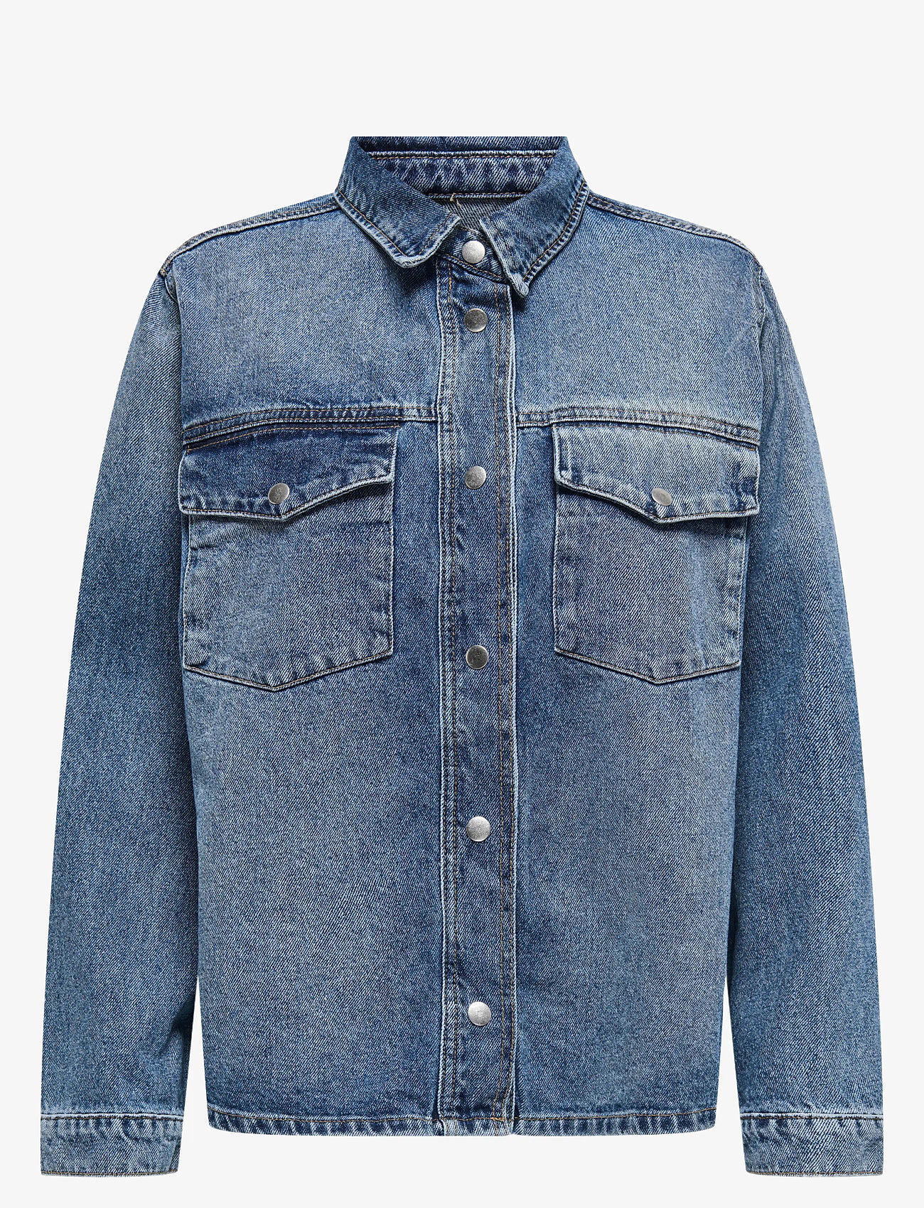 ONLY - ONLELLA L/S POCKET SHIRT TAI519 DNM NOOS - teksasärgid - medium blue denim - 1