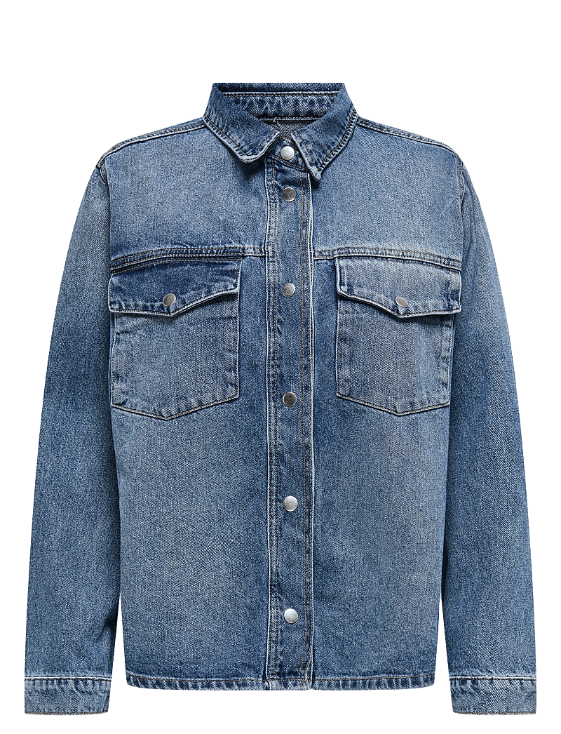 ONLY - ONLELLA L/S POCKET SHIRT TAI519 DNM NOOS - teksasärgid - medium blue denim - 1