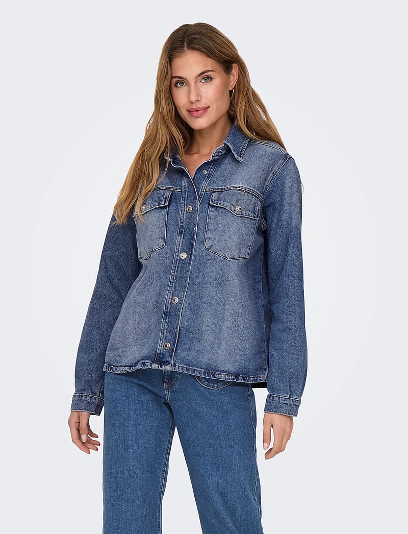 ONLY - ONLELLA L/S POCKET SHIRT TAI519 DNM NOOS - teksasärgid - medium blue denim - 5