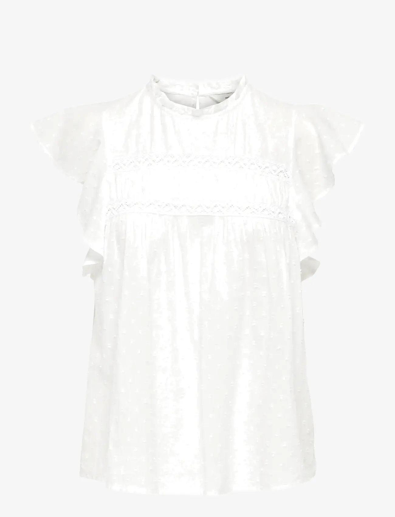 ONLY - ONLKATTI S/S DOBBY TOP WVN NOOS - kortærmede bluser - cloud dancer - 1