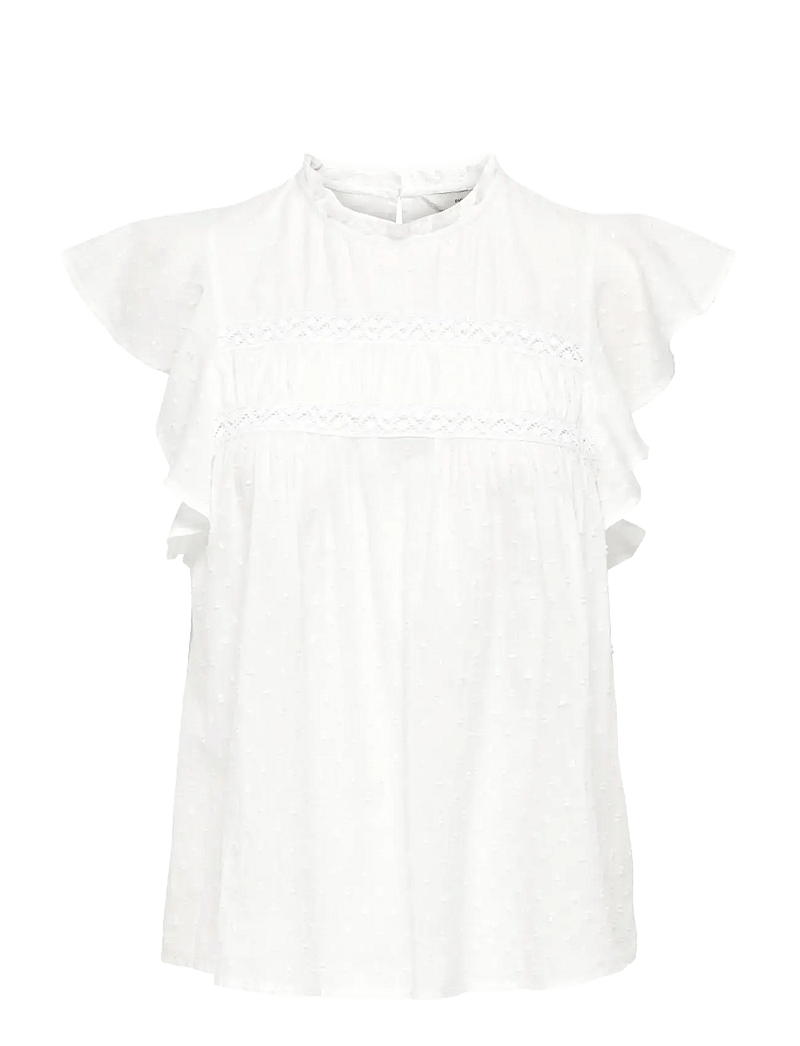 ONLY - ONLKATTI S/S DOBBY TOP WVN NOOS - kurzämlige blusen - cloud dancer - 1