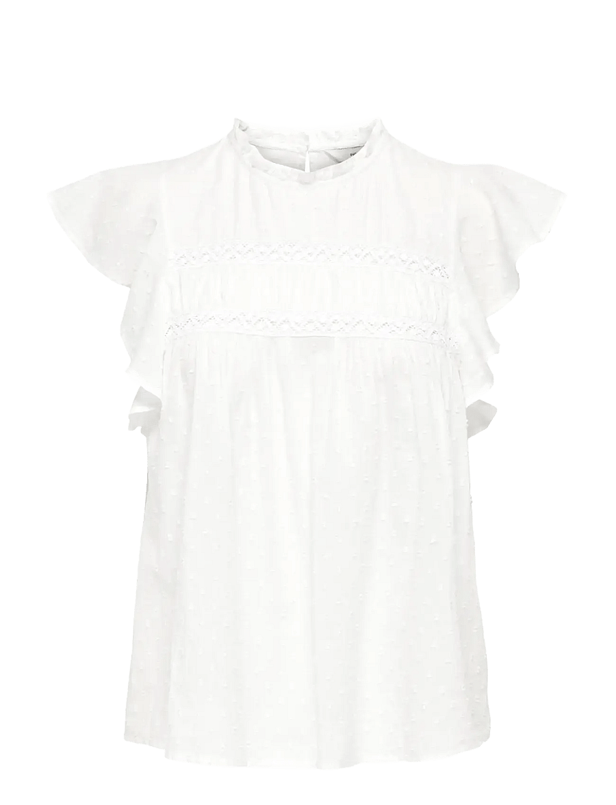 ONLY - ONLKATTI S/S DOBBY TOP WVN NOOS - kurzärmelige blusen - cloud dancer - 1