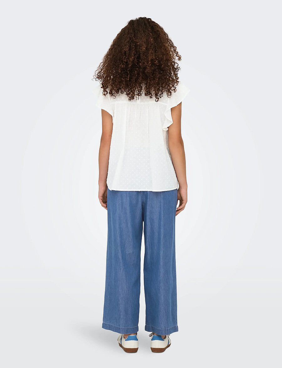 ONLY - ONLKATTI S/S DOBBY TOP WVN NOOS - kurzärmelige blusen - cloud dancer - 3