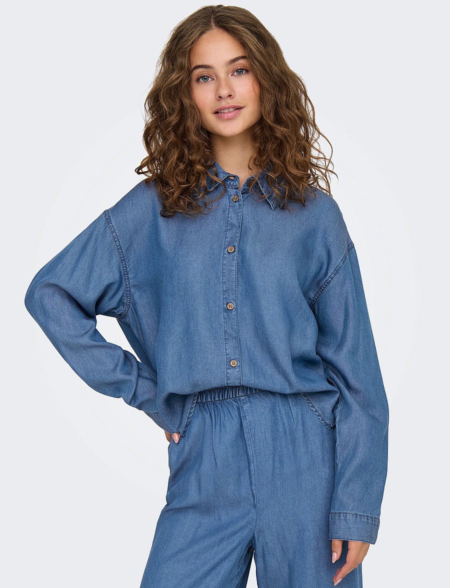 ONLY - ONLCHARIS LIFE LS SHIRT CC WVN - medium blue denim - 4