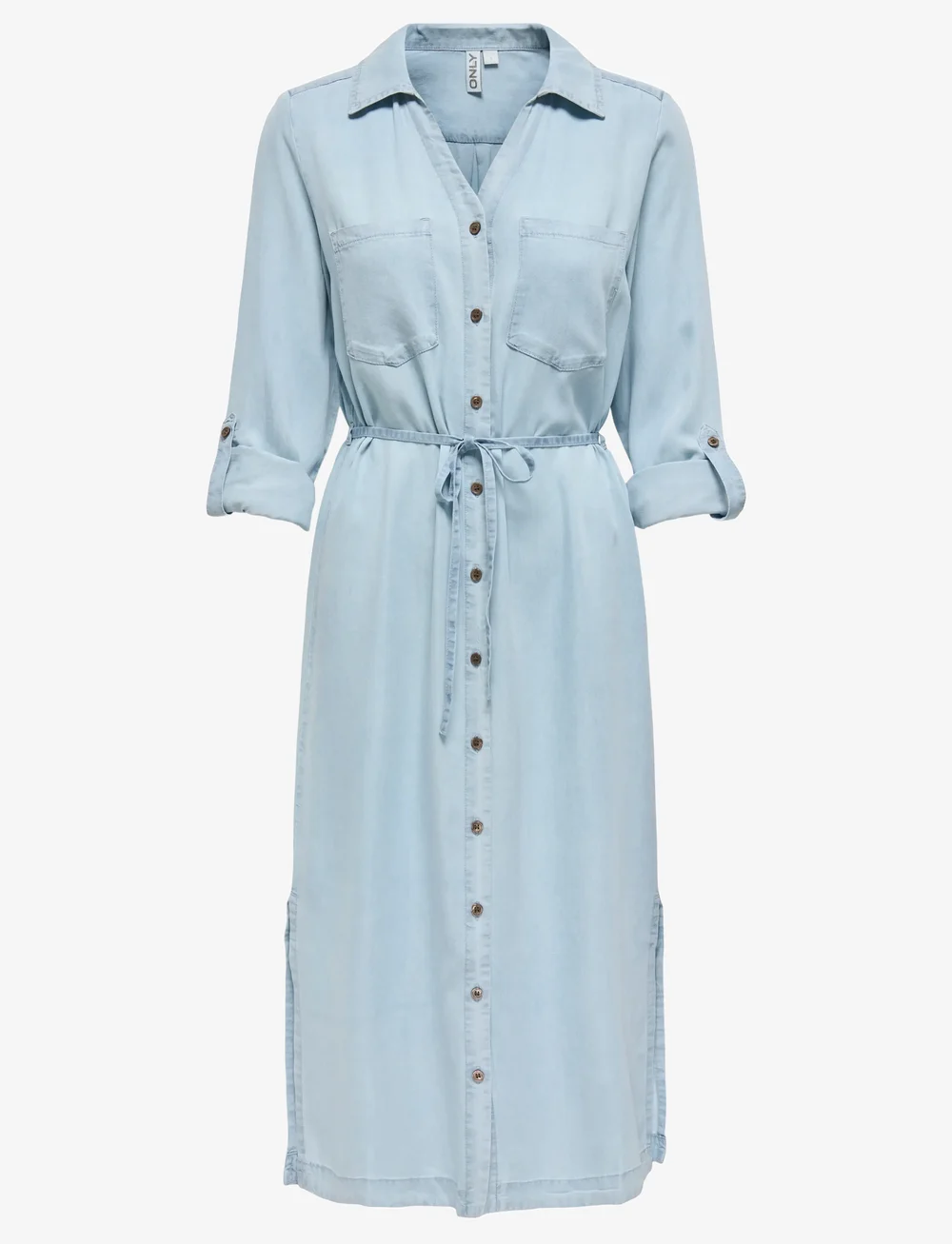ONLY - ONLCHARIS LIFE LS BEL SHIRT DRESS CC WVN - skjortekjoler - light blue denim - 1