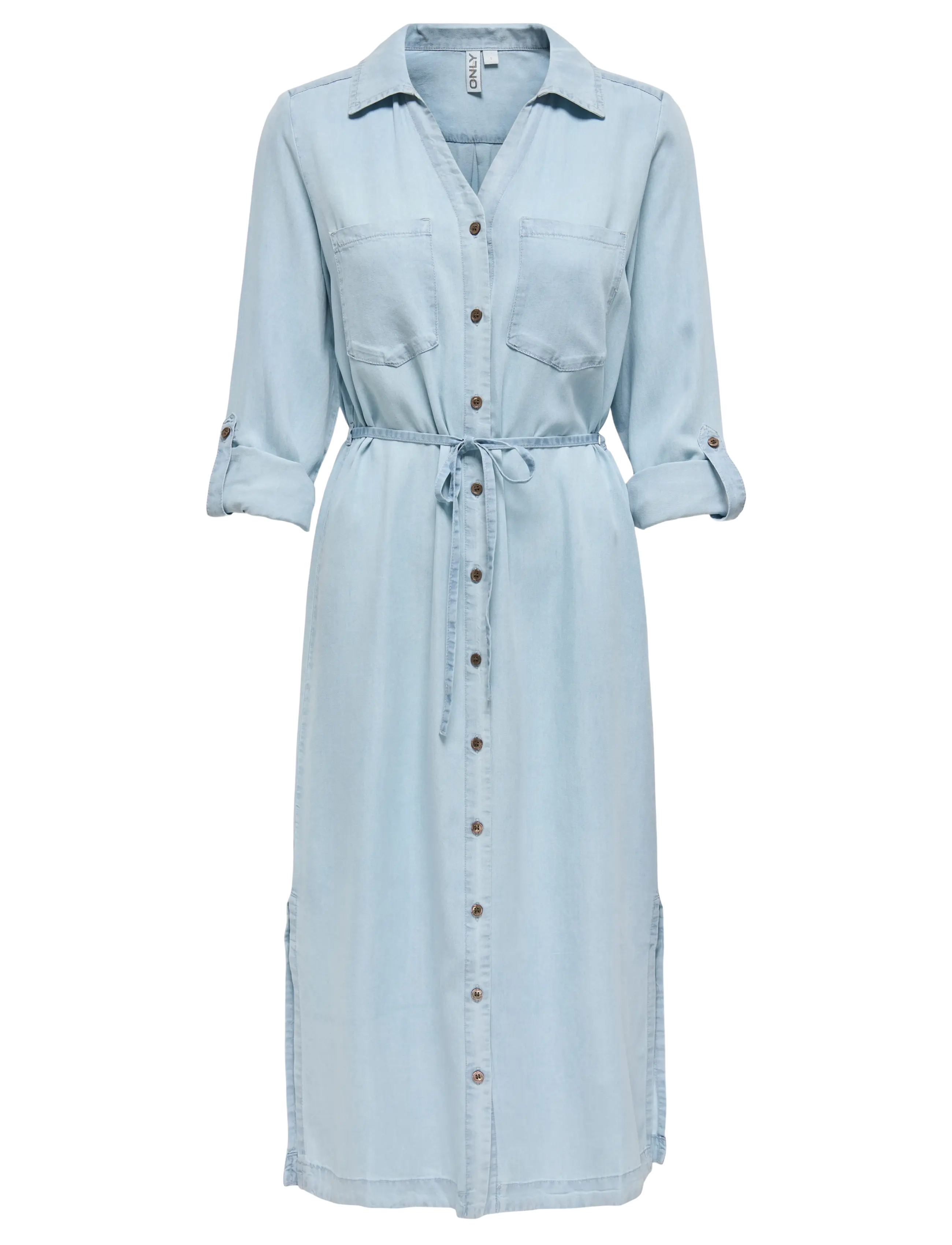 ONLY ONLCHARIS LIFE LS BEL SHIRT DRESS CC WVN - Midi kjoler - LIGHT BLUE DENIM / blue