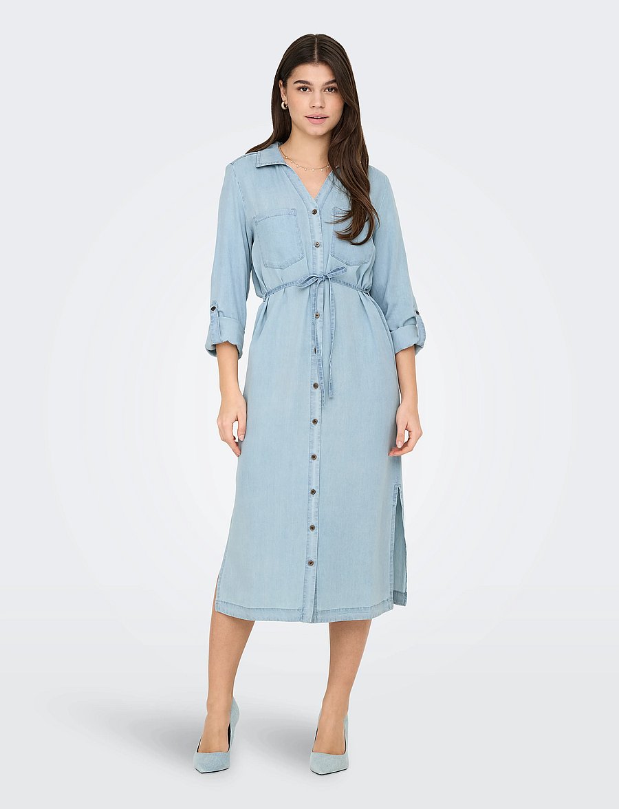 ONLY - ONLCHARIS LIFE LS BEL SHIRT DRESS CC WVN - light blue denim - 0