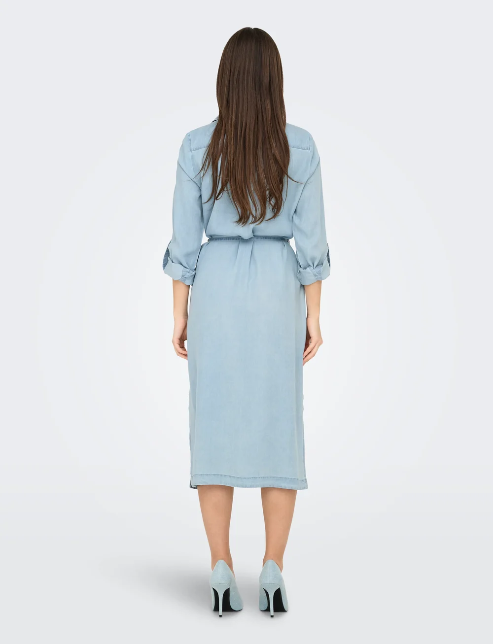 ONLY - ONLCHARIS LIFE LS BEL SHIRT DRESS CC WVN - skjortekjoler - light blue denim - 3