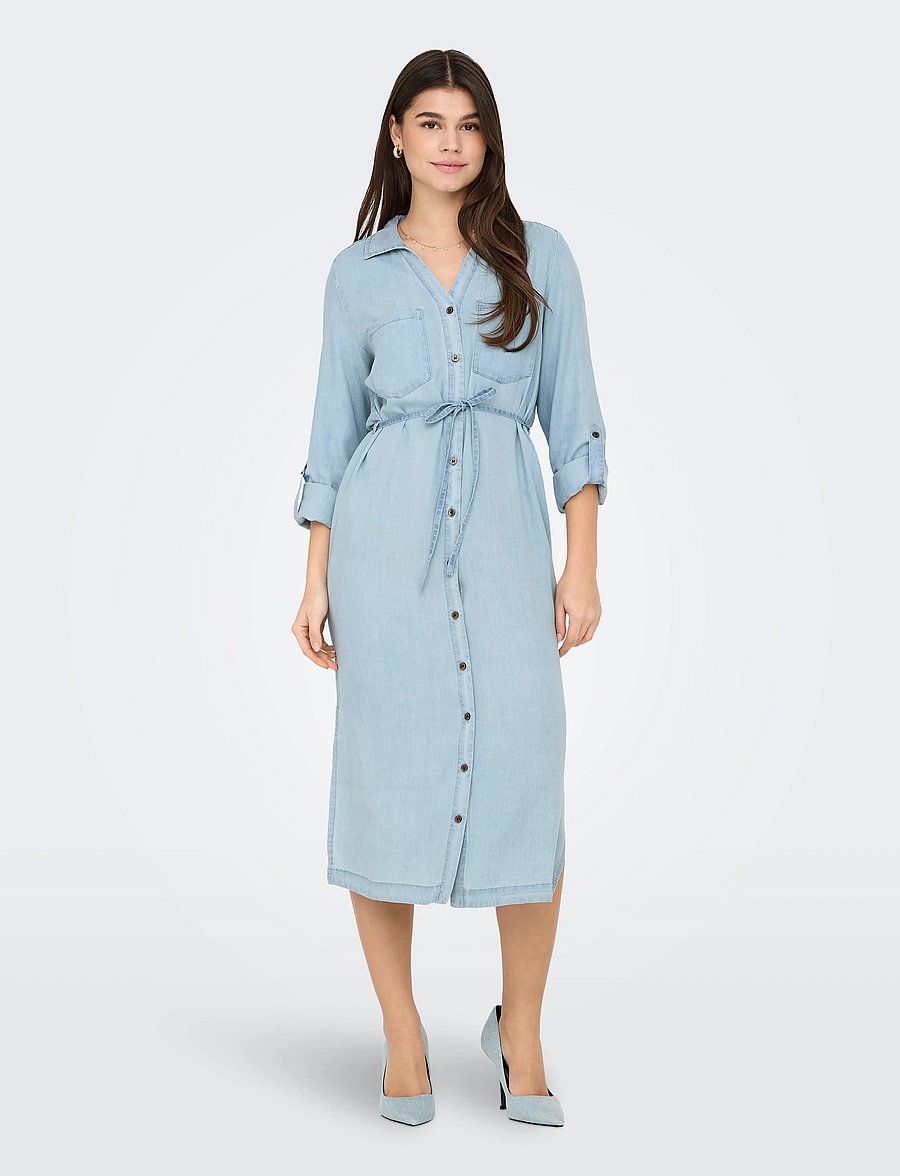 ONLY - ONLCHARIS LIFE LS BEL SHIRT DRESS CC WVN - light blue denim - 4