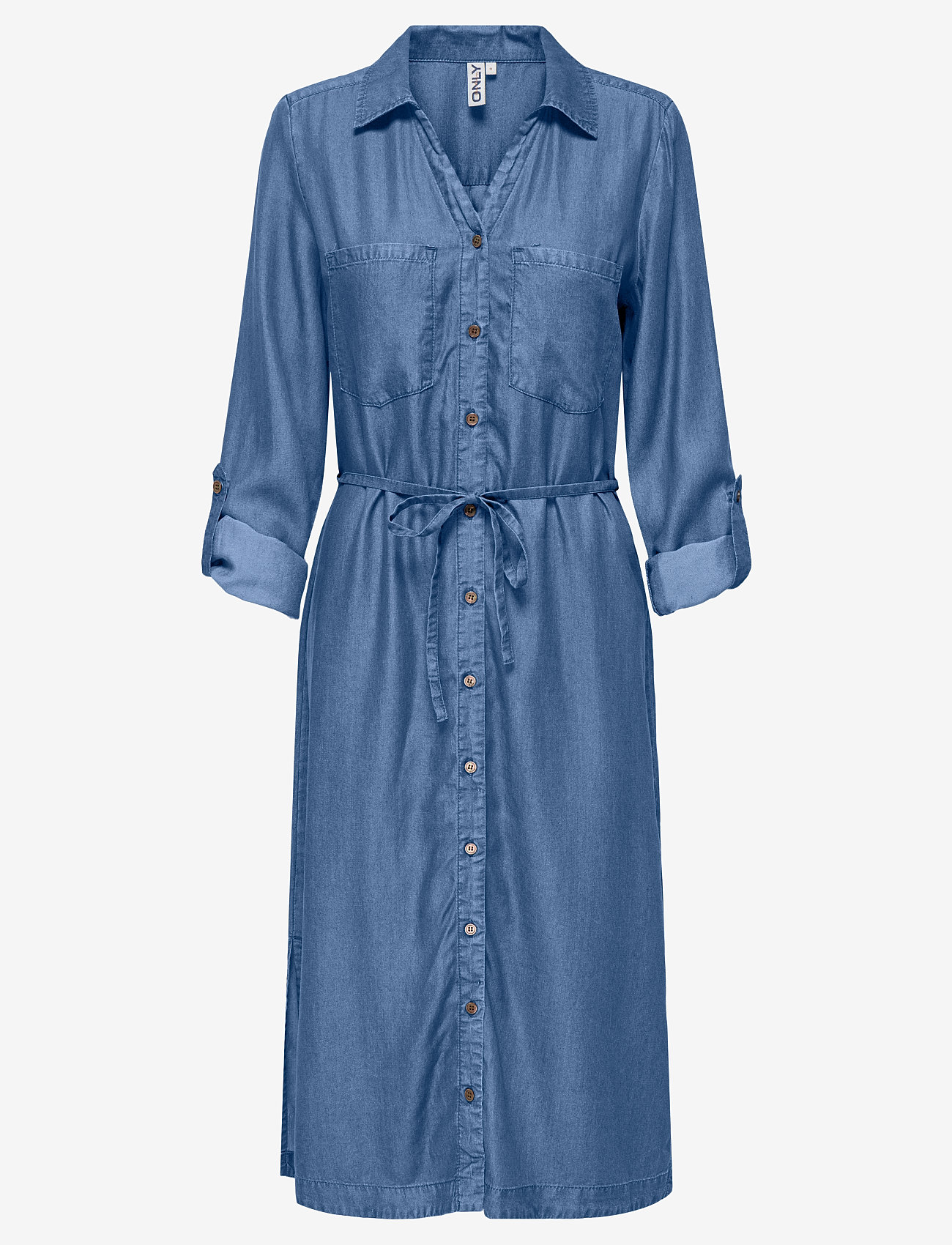 ONLY - ONLCHARIS LIFE LS BEL SHIRT DRESS CC WVN - skjortklänningar - medium blue denim - 1