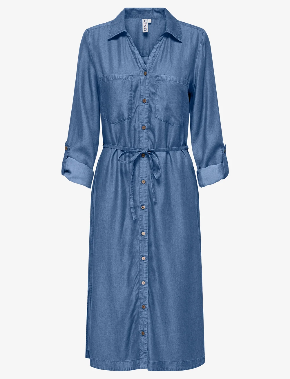 ONLY - ONLCHARIS LIFE LS BEL SHIRT DRESS CC WVN - särkkleidid - medium blue denim - 1