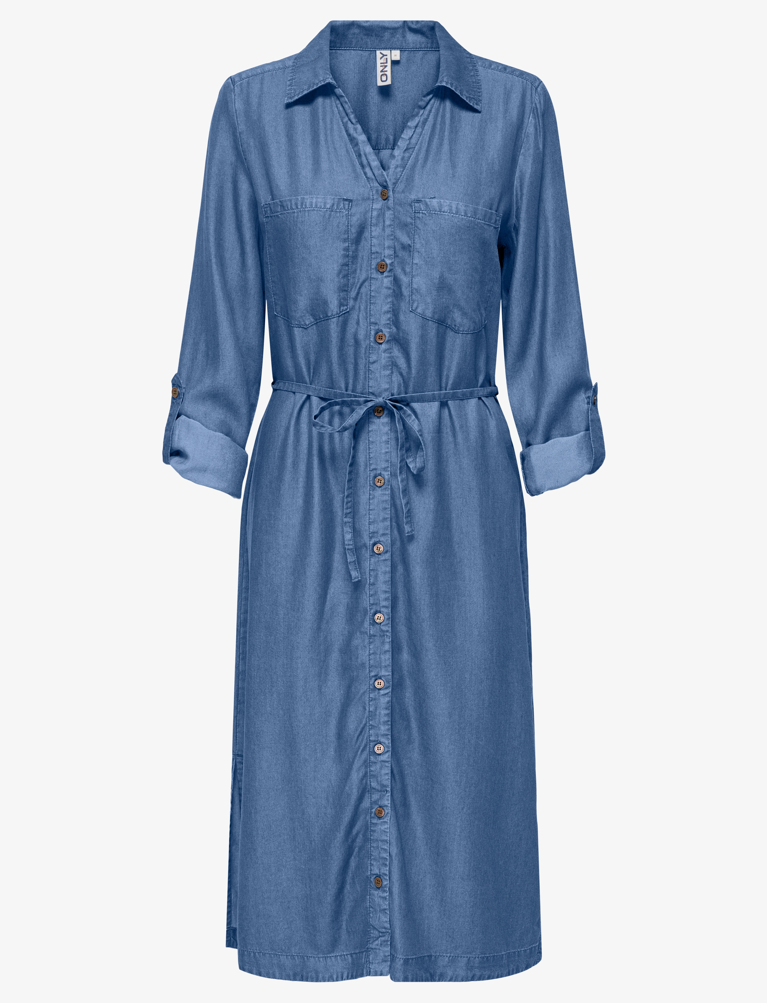 ONLY ONLCHARIS LIFE LS BEL SHIRT DRESS CC WVN - Midi kjoler - MEDIUM BLUE DENIM / blue