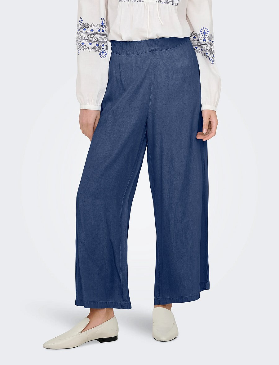 ONLY - ONLCHARIS LIFE LONG CULOTTE PANT CC WVN - culottes - dark blue denim - 0