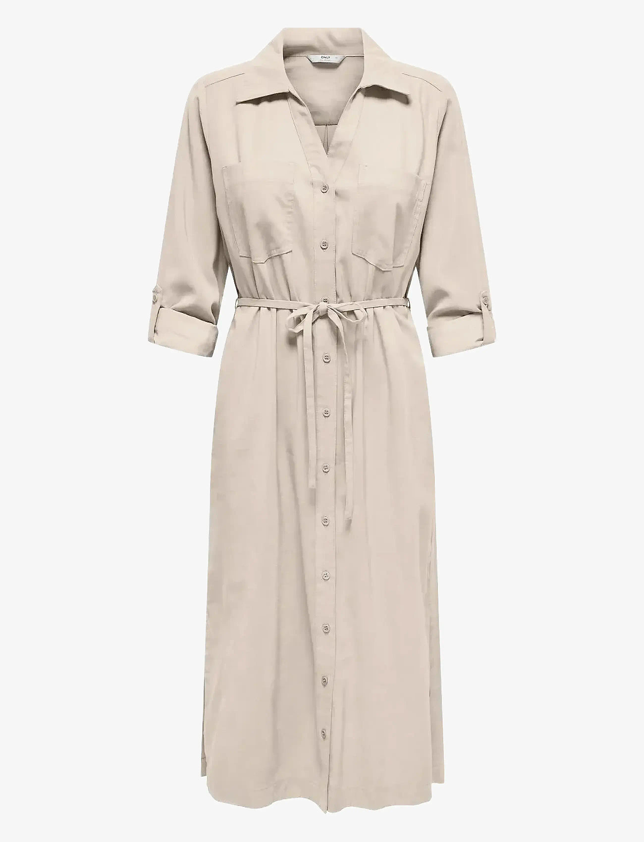 ONLY - ONLARIS LIFE LS BELT SHIRT DRESS CC WVN - skjortklänningar - pumice stone - 0