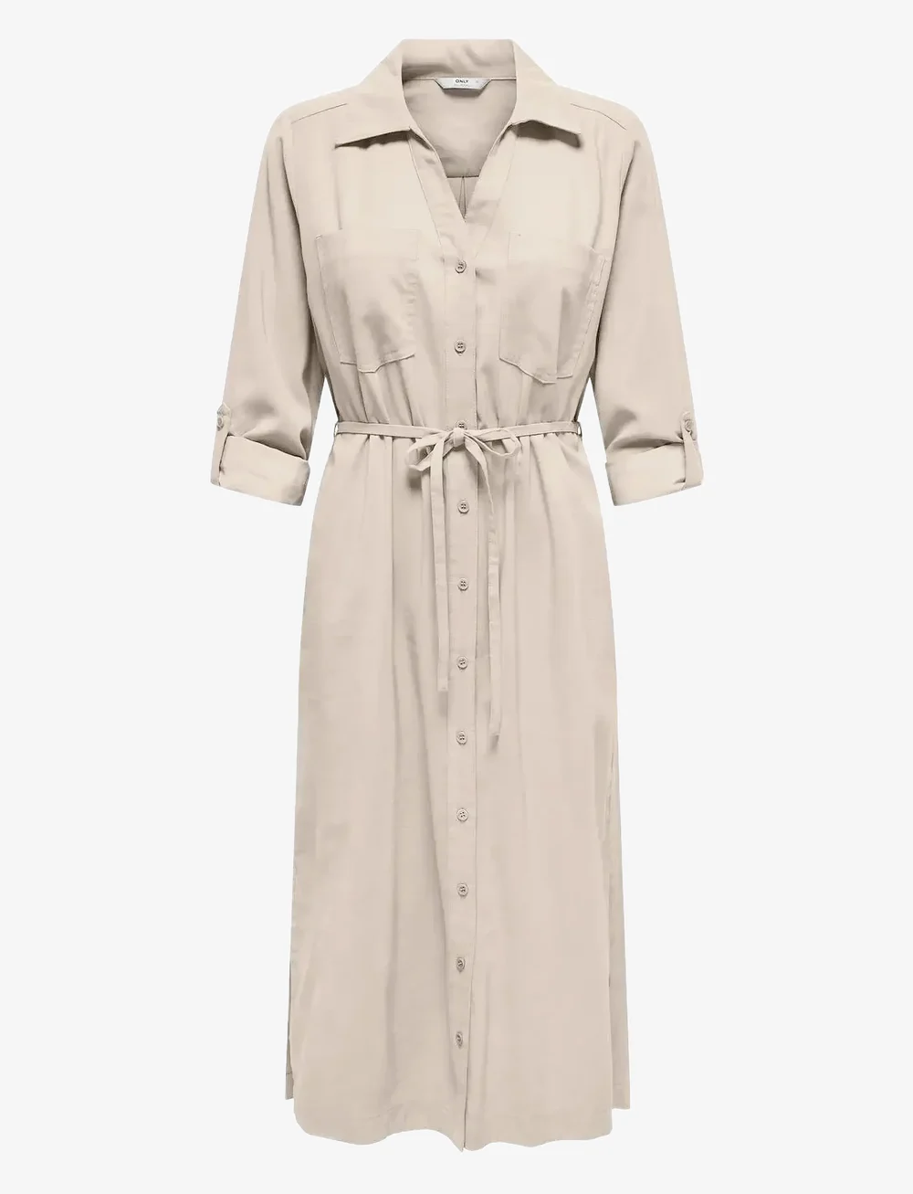 ONLY - ONLARIS LIFE LS BELT SHIRT DRESS CC WVN - skjortklänningar - pumice stone - 0