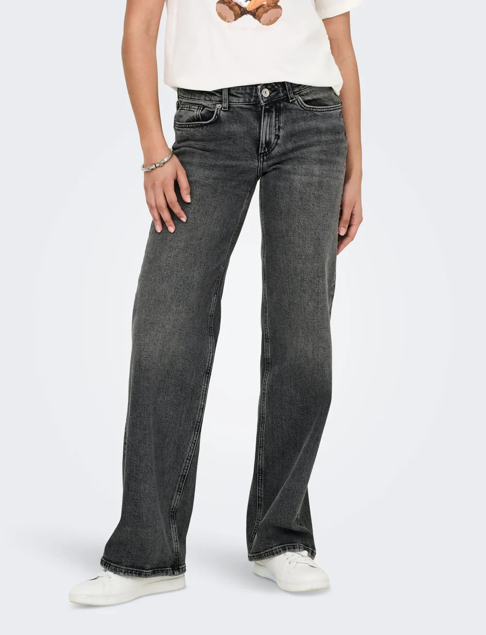 ONLY - ONLJUICY LW WIDE DNM DOT890 NOOS - vida jeans - dark grey denim - 0