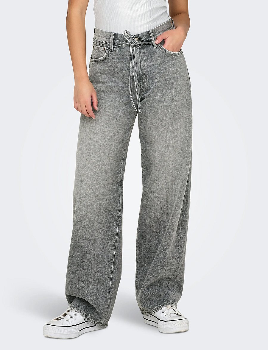 ONLY - ONLGIANNA MW STRAIGHT DNM DOT757 NOOS - hosen mit weitem bein - medium grey denim - 0