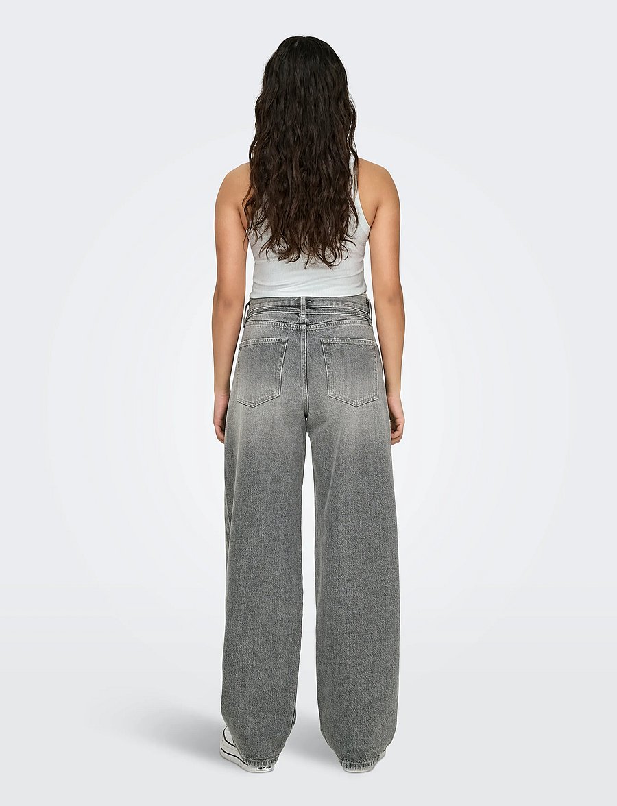 ONLY - ONLGIANNA MW STRAIGHT DNM DOT757 NOOS - hosen mit weitem bein - medium grey denim - 3