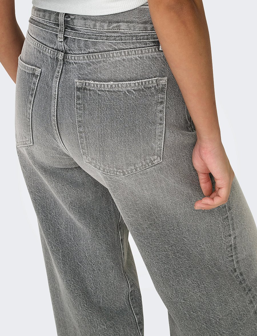 ONLY - ONLGIANNA MW STRAIGHT DNM DOT757 NOOS - hosen mit weitem bein - medium grey denim - 4