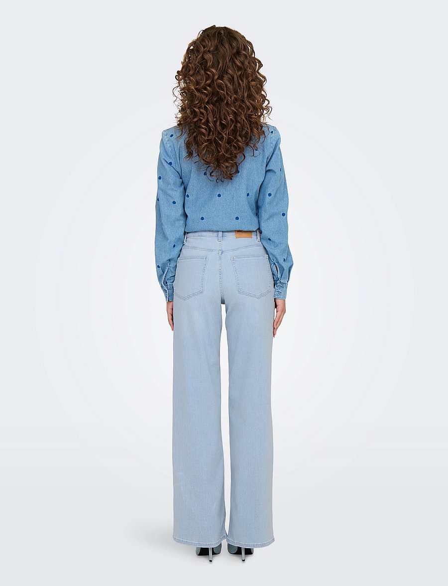 ONLY - ONLMADISON BLUSH HW WIDE DNM CRO495 NOOS - pantalons larges - light blue bleached denim - 3