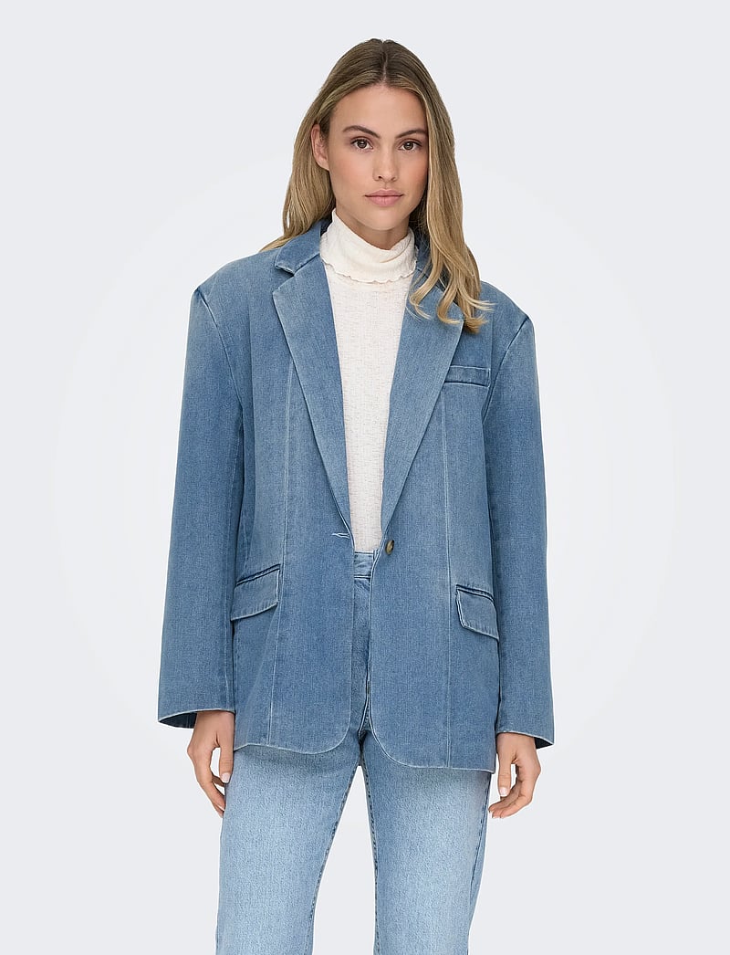 ONLY - ONLCORY LS DNM BLAZER GUA - enkeltradede blazere - light blue denim - 0