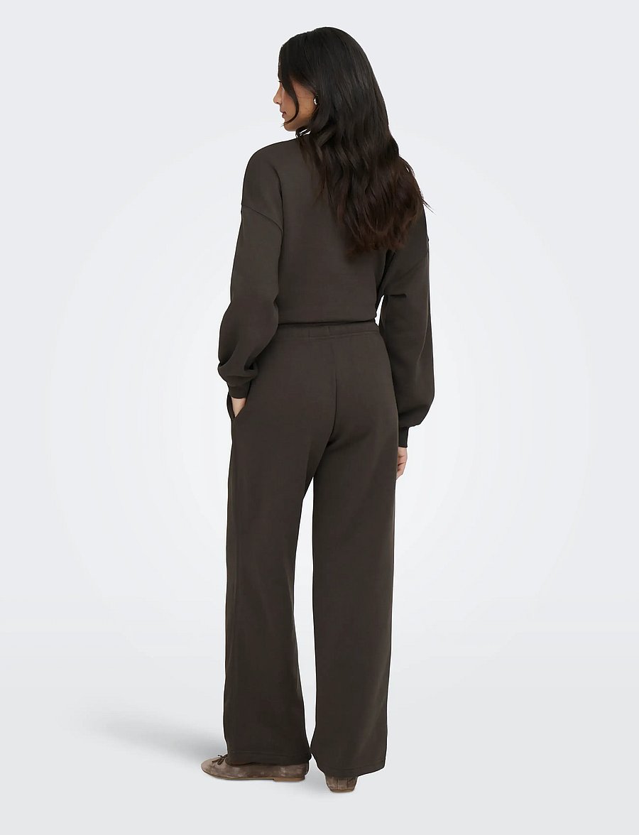 ONLY - ONLBEST STRAIGHT PANT SWT - hosen mit weitem bein - chocolate torte - 3