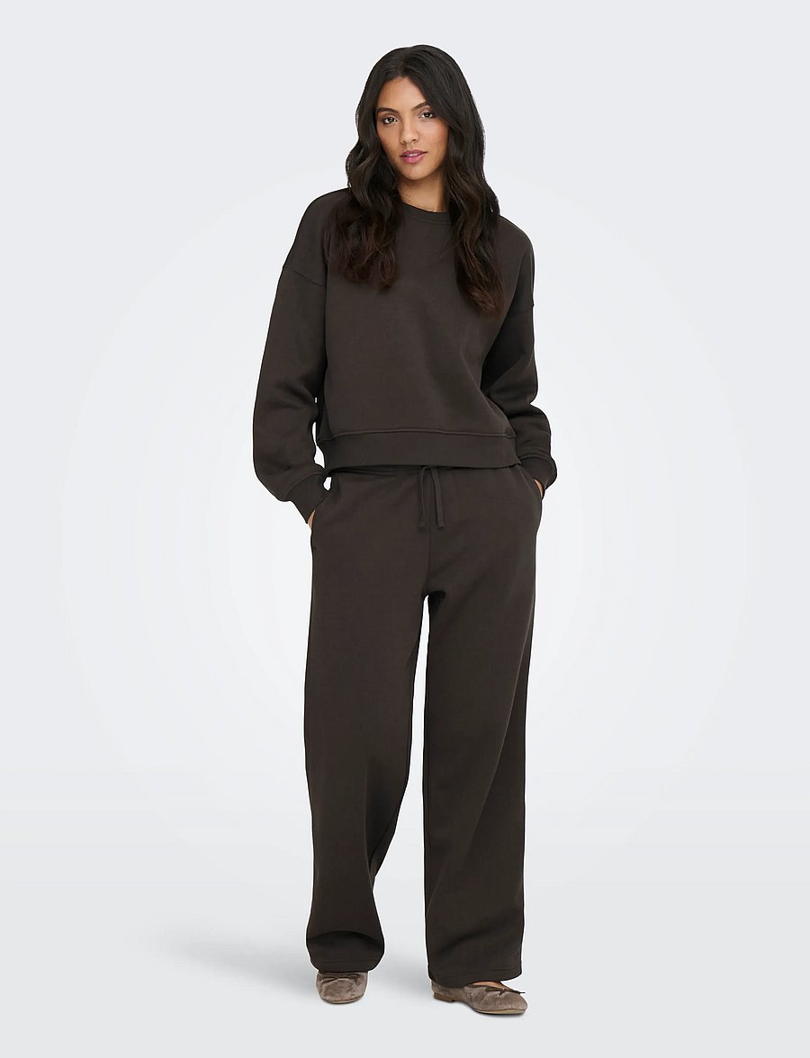 ONLY - ONLBEST STRAIGHT PANT SWT - hosen mit weitem bein - chocolate torte - 4