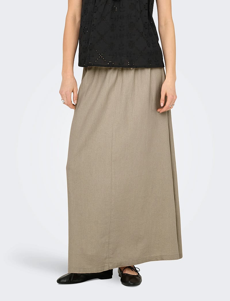 ONLY - ONLCARO HW LINEN BL LONG SKIRT CC PNT - maxi röcke - oxford tan - 0
