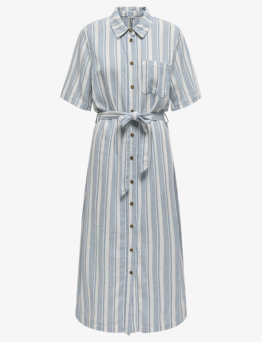 ONLY - ONLCARO S/S LINEN BL BELT DRESS CC PNT - coronet blue - 1