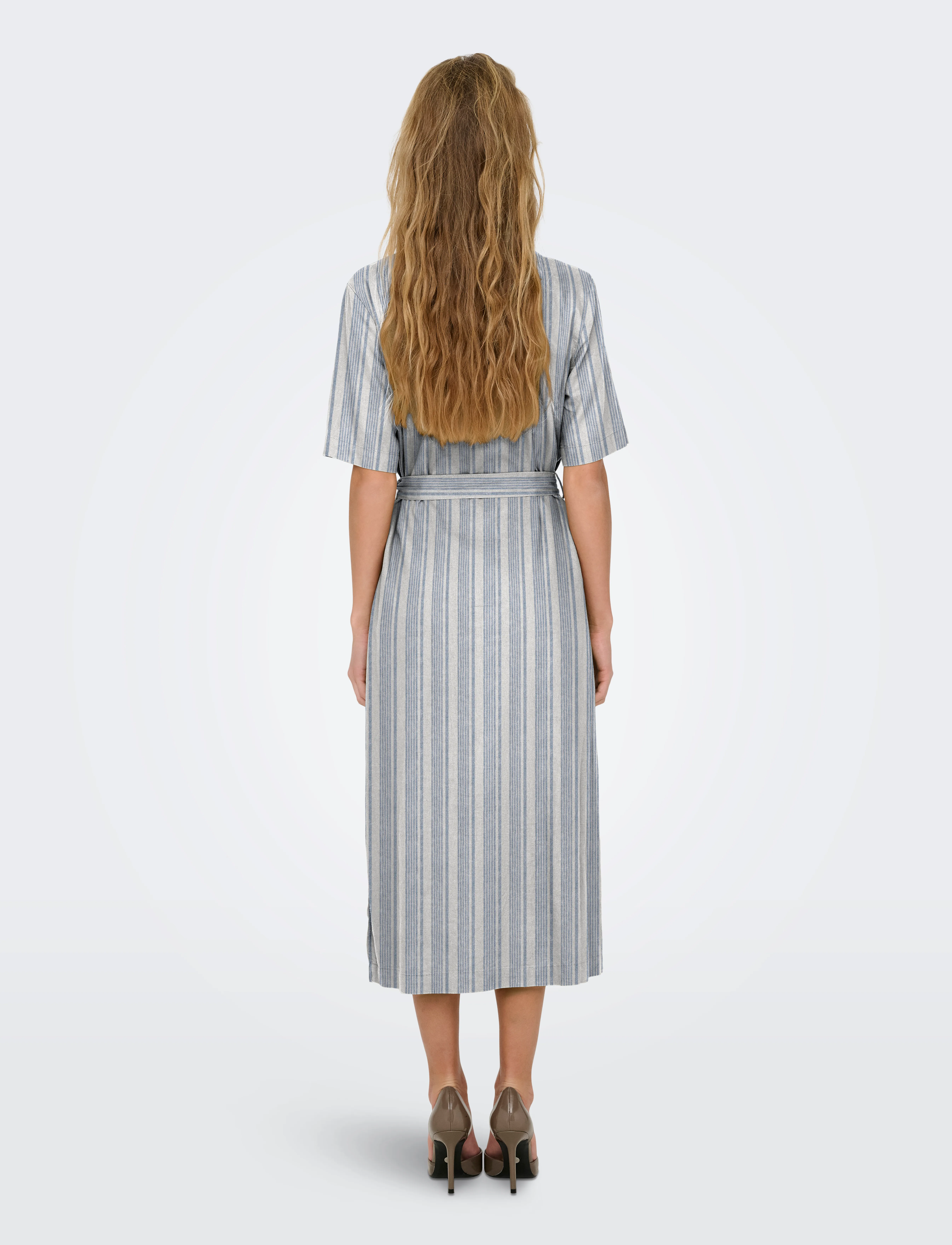 ONLY - ONLCARO S/S LINEN BL BELT DRESS CC PNT - coronet blue - 3
