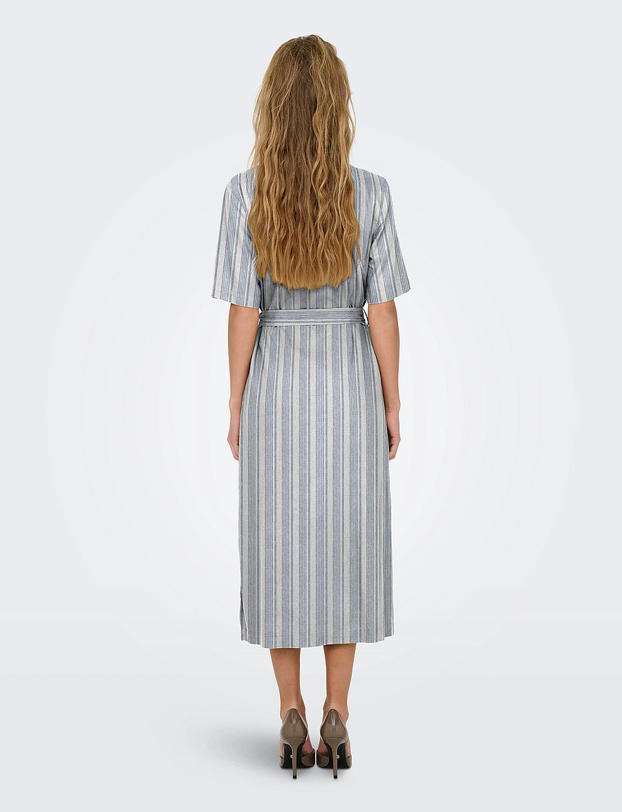 ONLY - ONLCARO S/S LINEN BL BELT DRESS CC PNT - coronet blue - 3
