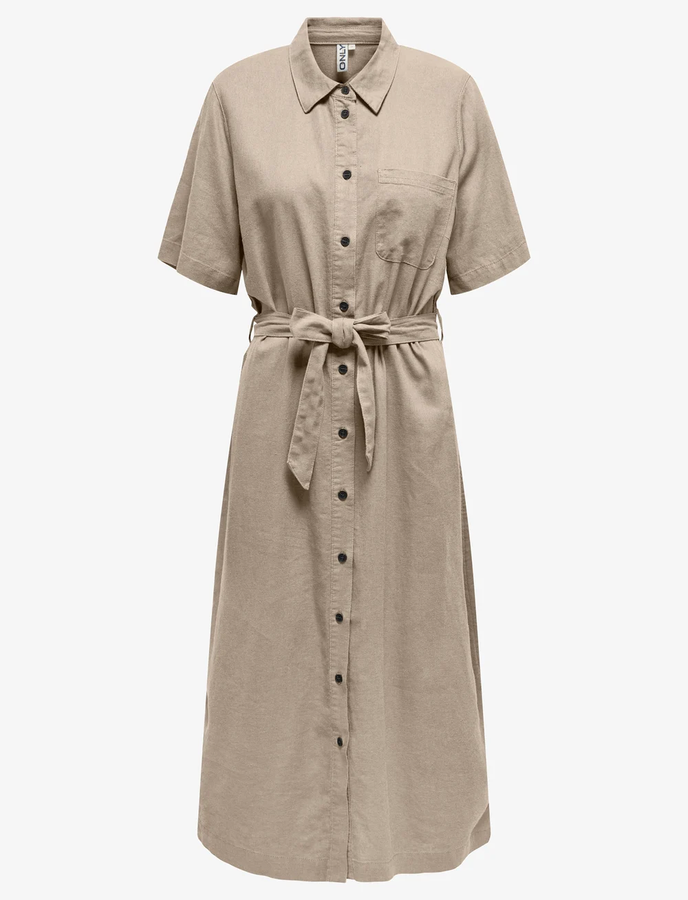 ONLY - ONLCARO S/S LINEN BL BELT DRESS CC PNT - skjortklänningar - oxford tan - 1