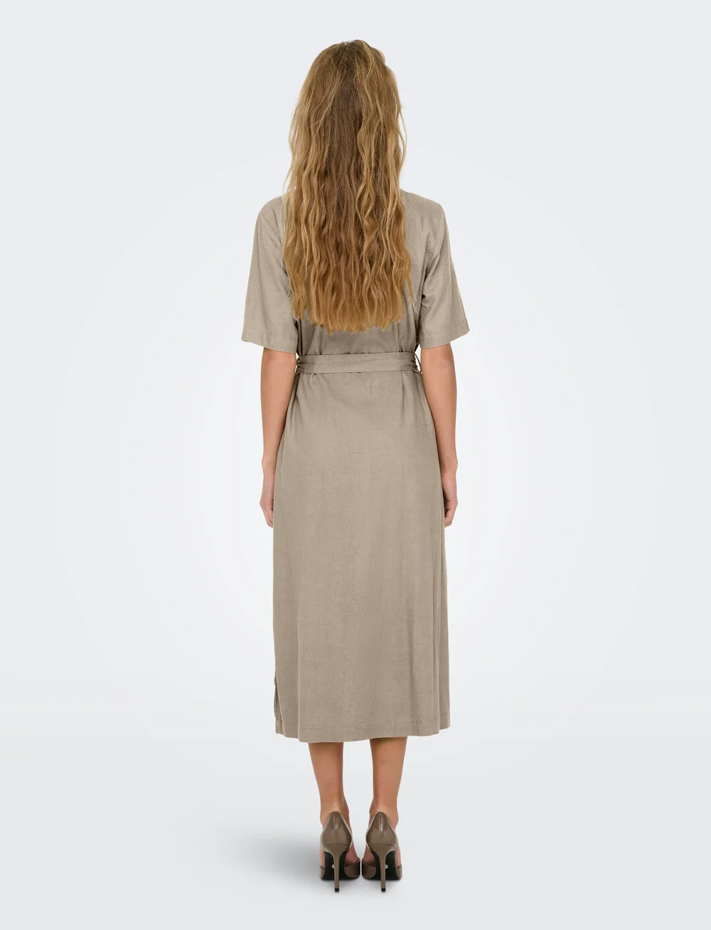 ONLY - ONLCARO S/S LINEN BL BELT DRESS CC PNT - skjortklänningar - oxford tan - 3