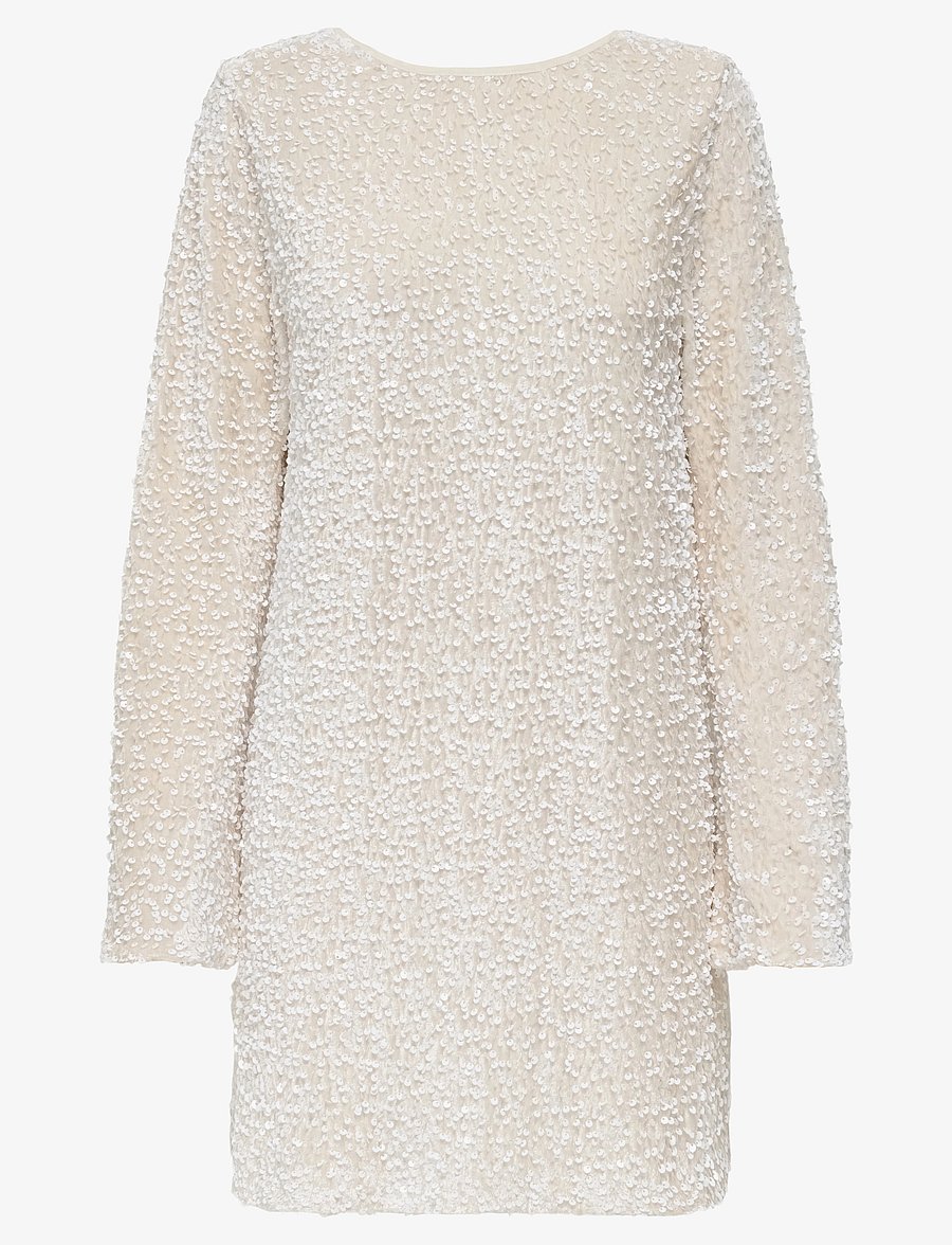 ONLY - ONLANIKA SEQUINS LS BOW DRESS WVN CS - paillettenkleider - whitecap gray - 1