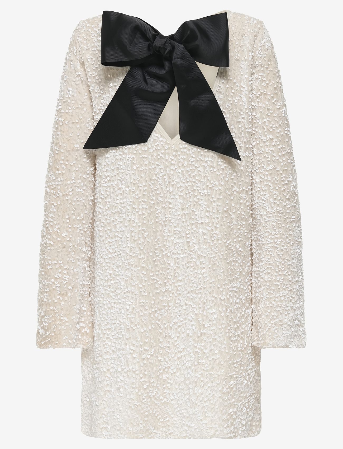 ONLY - ONLANIKA SEQUINS LS BOW DRESS WVN CS - pailletkjoler - whitecap gray - 2